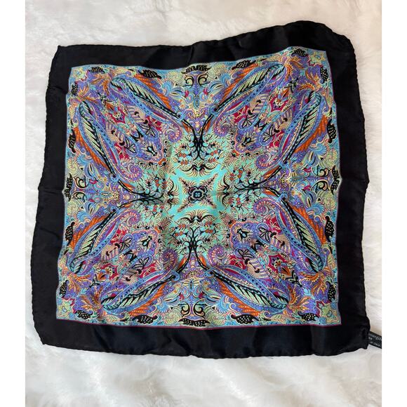 Ermenegildo Zegna Silk Pochette Kaleidoscope Lilac Hand Rolled Italy 12” Square* - Picture 1 of 11